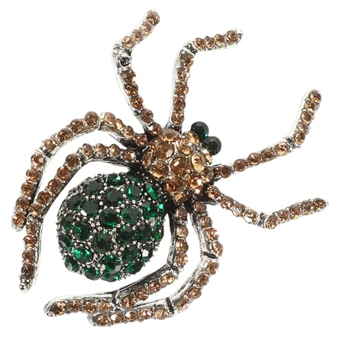 CONGARTENO Vintage Halloween Spinnen Brosche mit Strass Grüner Retro Spinnen Anstecknadel Dekoratives Schmuckstück für Kleidung Cardigan Schal und Kostüm Langlebig und Auffällig von CONGARTENO