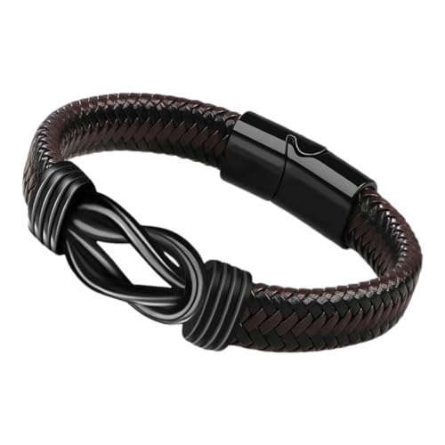 CONGARTENO Vintage Herren Lederarmband Geflochtenes Armband mit Metallverzierung Hautfreundlich Robust für Alltag und Festliche Anlässe Geschenkidee von CONGARTENO