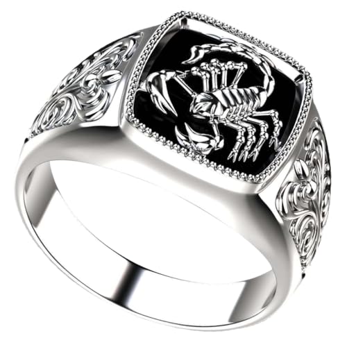 CONGARTENO Vintage Herrenring Scorpion aus Hochwertiger Legierung Stilvoller Langlebiger Siegelring für Männer und Frauen Perfektes zu Geburtstag Hochzeit Jahrestag und Besonderen Anlässen von CONGARTENO