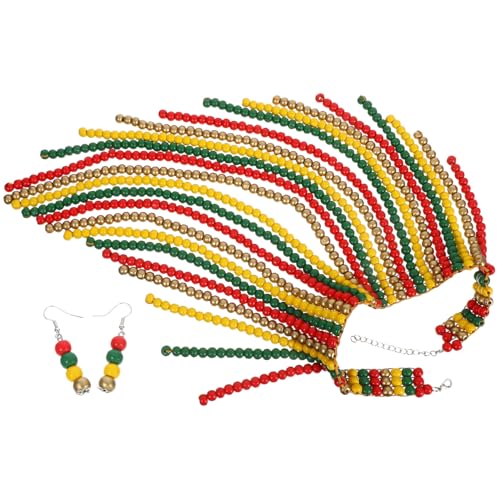 CONGARTENO Vintage Holzperlen Halskette Handgefertigt Extravaganter Ethno Stil Statement Schmuck Damen Büro Freizeit Party Zubehör von CONGARTENO
