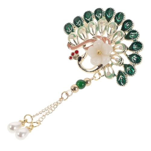 CONGARTENO Vintage Pfauen brosche mit Perlen quasten Strass Schmuckpin für Frauen Elegante Anstecknadel Passend zu Kleidern Mänteln und Festlichen Outfits für Weihnachten und Geburtstage von CONGARTENO