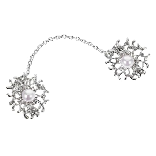 CONGARTENO Vintage Strickjackenclip mit Eleganter Perlenbrosche Vielseitiger Cardigan Kragenhalter für Damen Modischer Pullover und Hemdverschluss Winddichter Sweater Clip für Büro und Party von CONGARTENO