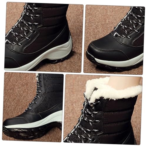 CONGARTENO Warme Damen Schneestiefel mit Kunstfellfutter Rutschfest Schnürbar Mittelhohe Winterboots aus PU für Kalte Tage und Vielseitige Outfits von CONGARTENO