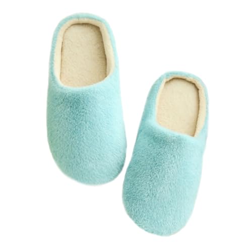 CONGARTENO Warme Hausschuhe mit Weichem Flauschigem Futter Rutschfeste Flexible Hausschuhe für Damen und Herren Leichte Geräuschlose Winter Pantoffeln in Blau für Zuhause und Reisen von CONGARTENO