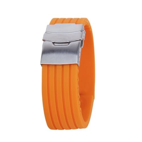 CONGARTENO Wasserdichtes Silikonarmband mit Faltschließe Verstellbar Langlebig Sportlich Geeignet für Uhren Robustes Orangefarbenes Armband für Herren und Damen von CONGARTENO