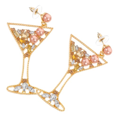 CONGARTENO Weinglas Ohrringe Damen Perlen Tropfen Ohrschmuck mit Strass Leicht Modisch Langlebig Geeignet für Party Weihnachten Geburtstag Valentinstag und Alltag von CONGARTENO