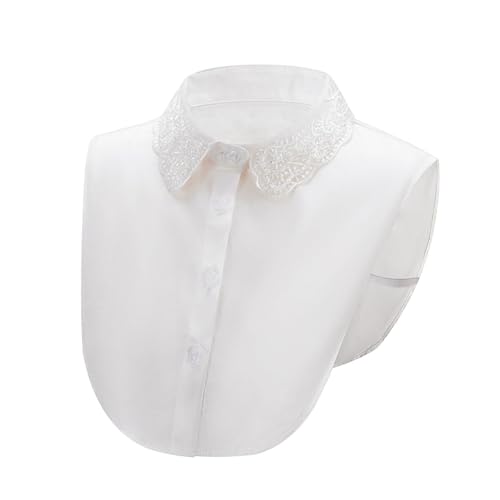 CONGARTENO Weißer Fake Kragen mit Filigraner Stickerei Halbes Blusen Accessoire Waschbar und Wiederverwendbar Passend zu Pullovern Blusen Kleidern für Damen Elegant und Vielseitig von CONGARTENO