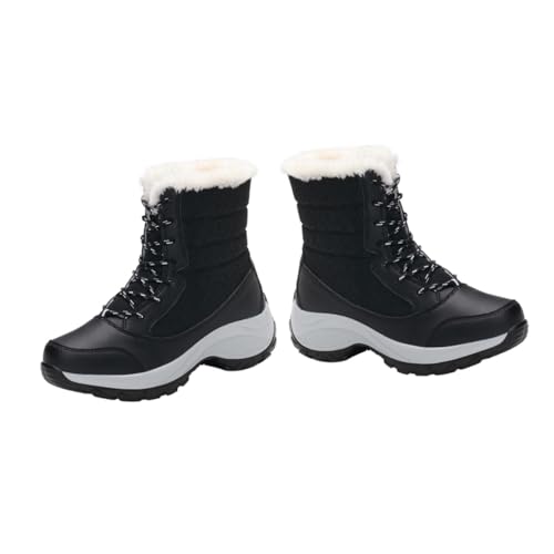 CONGARTENO Winter Damen Schneestiefel mit Kunstfellfutter Rutschfeste Gummisohle Hohe Mittelhohe Schnürboots für Kalte Tage Warm und Stilvoll für Schnee und Alltag von CONGARTENO