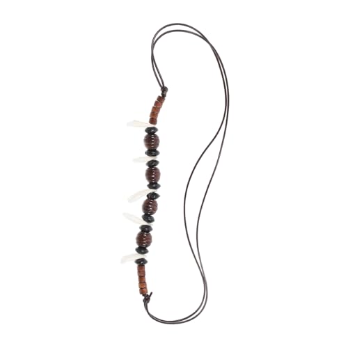CONGARTENO Wolfszahn Halskette Herren Tribal Stil Perlenkette Handgefertigt Verstellbar Weiß Hip Hop Schmuck für Männer Halsdekoration von CONGARTENO
