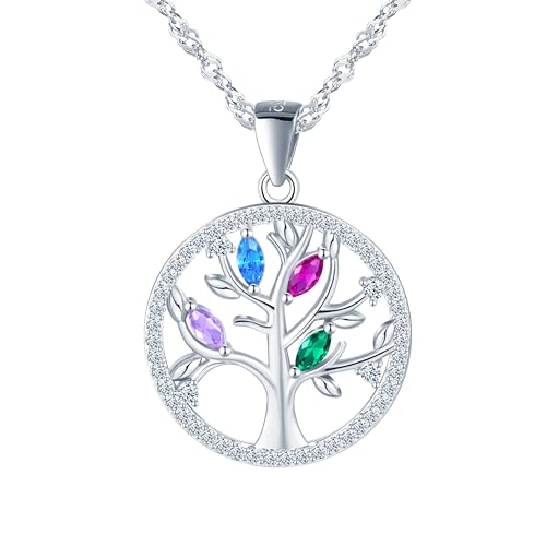CONILOK Baum des Lebens Halskette Damen Mädchen mit Marquiseschliff Zirkonia Blatt, Round Kette Silber 925 mit Anhänger für Frauen, Silber Ästhetik Elegant Schmuck Ketten für Mama Frau Freundin CONILOK Baum des Lebens Halskette Damen Mädchen mit Marquiseschliff Zirkonia Blatt, Round Kette Silber 925 mit Anhänger für Frauen, Silber Ästhetik Elegant Schmuck Ketten für Mama Frau Freundin von CONILOK