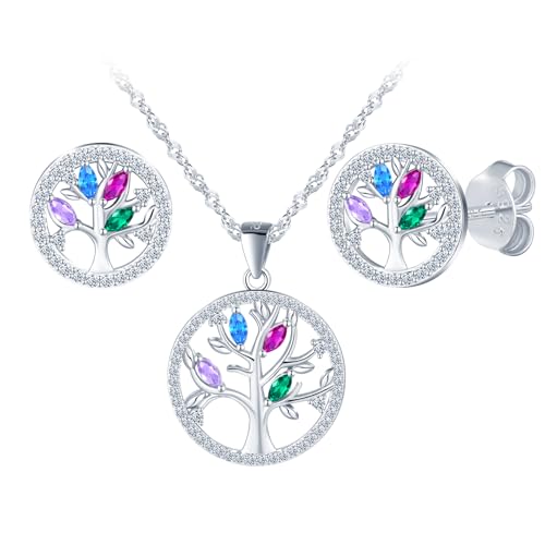 CONILOK Baum des Lebens Schmuckset für Damen Mädchen mit Marquiseschliff Zirkonia Blatt,Round Anhänger Kette und Ohrstecker Set Silber 925,Ästhetik Elegant Silber Schmuck für Frauen Mama Frau Freundin CONILOK Baum des Lebens Schmuckset für Damen Mädchen mit Marquiseschliff Zirkonia Blatt,Round Anhänger Kette und Ohrstecker Set Silber 925,Ästhetik Elegant Silber Schmuck für Frauen Mama Frau Freundin von CONILOK