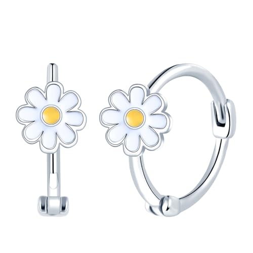 CONILOK Gänseblümchen Blumen Ohrringe Silber 925 Creolen Ohrhänger Silber Damen Schmuck Ohrring Kleine Geschenke für Frauen Mädchen Beste Freundin Mutter Geburtstag Hochzeit Weihnachtstag Valentinstag von CONILOK