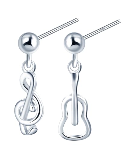 CONILOK Musik Ohrringe Silber 925 Stecker Ohrstecker Ohrhänger Silber Gitarre Noten Damen Ohrring Kleine Geschenke für Frauen Mädchen Freundin Mutter Geburtstag Hochzeit Weihnachtstag Valentinstag von CONILOK