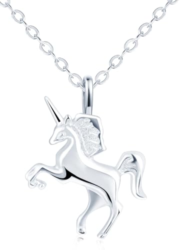 CONILOK Halskette Damen Kette Silber 925 mit Anhänger Einhorn Halsketten Personalisierter Schmuck Silber Ketten Geschenk für Sie Frauen Freunde Frau Mädchen Geburtstag Muttertag Weihnachtstag von CONILOK