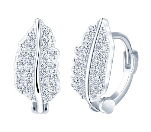 CONILOK Kreativ Zirkon Blätter Ohrringe Silber 925 Creolen Ohrhänger Silber Damen Schmuck Ohrring Kleine Geschenke für Frauen Mädchen Freundin Mutter Geburtstag Hochzeit Weihnachtstag Valentinstag von CONILOK