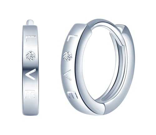 CONILOK Love Zirkon Buchstabe Ohrringe Silber 925 Creolen Ohrhänger Silber Damen Schmuck Ohrring Kleine Geschenke für Frauen Mädchen Freundin Mutter Geburtstag Hochzeit Weihnachtstag Valentinstag von CONILOK