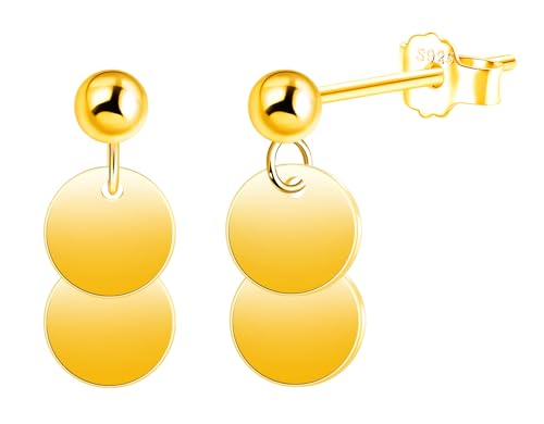 CONILOK Metallisch Runder Kuchen Ohrringe Silber 925 Stecker Ohrstecker Ohrhänger Gold Damen Schmuck Ohrring Kleine Geschenke für Frauen Mädchen Freundin Mutter Geburtstag Weihnachtstag Valentinstag von CONILOK