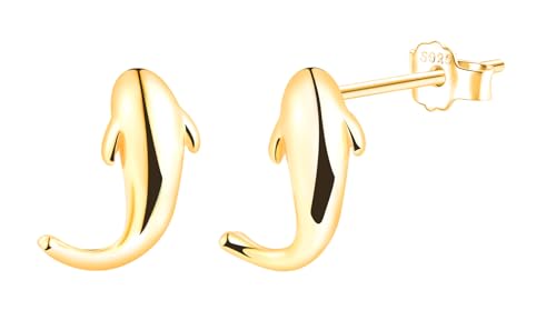 CONILOK Niedlich Fische Ohrringe Silber 925 Stecker Ohrstecker Ohrhänger Gold Damen Schmuck Ohrring Kleine Geschenke für Frauen Mädchen Beste Freundin Mutter Geburtstag Weihnachtstag Valentinstag von CONILOK