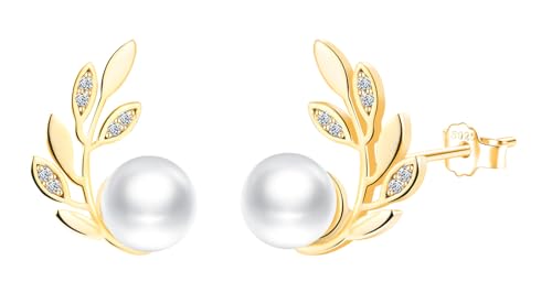 CONILOK Olivenzweigs Herz Perlen Ohrringe Silber 925 Stecker Ohrstecker Ohrhänger Gold Damen Schmuck Ohrring Kleine Geschenke für Frauen Mädchen Freundin Mutter Geburtstag Weihnachtstag Valentinstag CONILOK Olivenzweigs Herz Perlen Ohrringe Silber 925 Stecker Ohrstecker Ohrhänger Gold Damen Schmuck Ohrring Kleine Geschenke für Frauen Mädchen Freundin Mutter Geburtstag Weihnachtstag Valentinstag von CONILOK