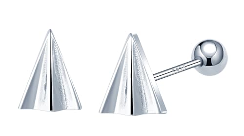 CONILOK Papier Flugzeug Ohrringe Silber 925 Stecker Ohrstecker Silber mit Schraubverschluss Damen Schmuck Ohrring Geschenke für Frauen Mädchen Freundin Mutter Geburtstag Weihnachtstag Valentinstag von CONILOK