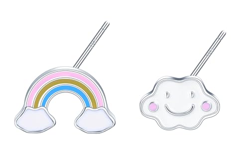 CONILOK Regenbogen Lächeln Wolken Ohrringe Silber 925 Stecker Ohrstecker Ohrhänger Silber Damen Schmuck Ohrring Geschenke für Frauen Mädchen Freundin Mutter Geburtstag Weihnachtstag Valentinstag von CONILOK