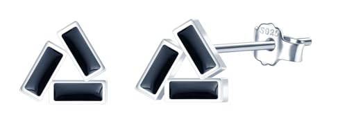CONILOK Schwarze Dreieck Ohrringe Silber 925 Stecker Ohrstecker Ohrhänger Silber Damen Schmuck Ohrring Kleine Geschenke für Frauen Mädchen Beste Freundin Mutter Geburtstag Weihnachtstag Valentinstag von CONILOK