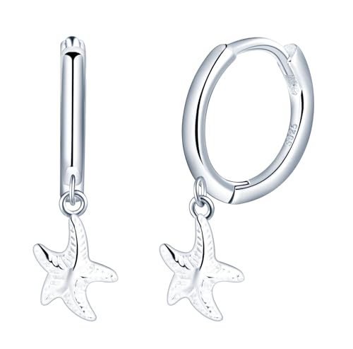 CONILOK Seestern Hänge Ohrringe Silber 925 Creolen Ohrhänger Silber Damen Schmuck Ohrring Kleine Geschenke für Frauen Mädchen Beste Freundin Mutter Mama Geburtstag Hochzeit Weihnachtstag Valentinstag von CONILOK