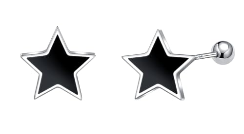 CONILOK Tropfkleber Schwarze Stern Ohrringe Silber 925 Stecker Ohrstecker Ohrhänger Silber Damen Schmuck Ohrring Geschenke für Frauen Mädchen Freundin Mutter Geburtstag Weihnachtstag Valentinstag von CONILOK