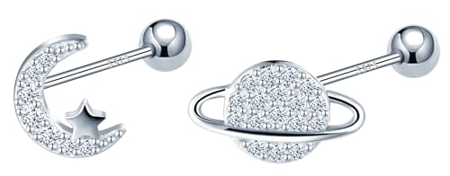CONILOK Unsymmetrisch Ohrringe Silber 925 Stecker Zirkon Mond Planet Ohrstecker Ohrhänger Silber Damen Schmuck Ohrring Geschenke für Frauen Mädchen Freundin Geburtstag Weihnachtstag Valentinstag CONILOK Unsymmetrisch Ohrringe Silber 925 Stecker Zirkon Mond Planet Ohrstecker Ohrhänger Silber Damen Schmuck Ohrring Geschenke für Frauen Mädchen Freundin Geburtstag Weihnachtstag Valentinstag von CONILOK
