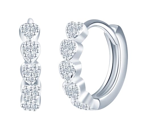 CONILOK Zirkon Herz Kombination Ohrringe Silber 925 Creolen Ohrhänger Silber Damen Schmuck Ohrring Kleine Geschenke für Frauen Mädchen Freundin Mutter Geburtstag Hochzeit Weihnachtstag Valentinstag von CONILOK