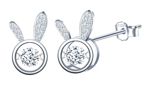 CONILOK Zirkon Kaninchen Ohrringe Silber 925 Stecker Ohrstecker Ohrhänger Silber Damen Schmuck Ohrring Geschenke für Frauen Mädchen Freundin Mutter Geburtstag Hochzeit Weihnachtstag Valentinstag von CONILOK