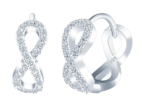 CONILOK Zirkon Unendlichkeitszeichen Ohrringe Silber 925 Creolen Ohrhänger Silber Damen Schmuck Ohrring Geschenke für Frauen Mädchen Freundin Mutter Geburtstag Hochzeit Weihnachtstag Valentinstag von CONILOK