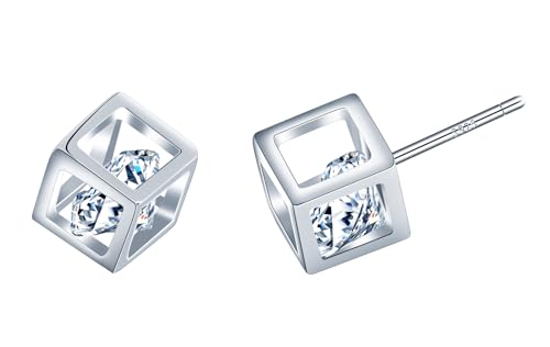 CONILOK Zirkon Würfel Kasten Ohrringe Silber 925 Stecker Ohrstecker Ohrhänger Silber Damen Schmuck Ohrring Geschenke für Frauen Mädchen Freundin Mutter Geburtstag Hochzeit Weihnachtstag Valentinstag von CONILOK