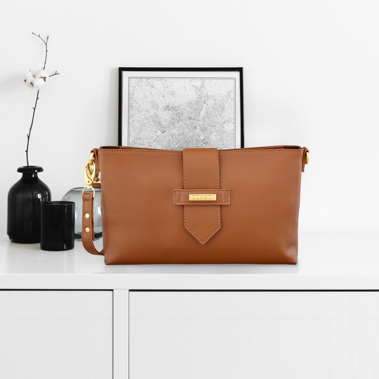 Clutch aus Kaktusleder | Cognac von CONSCI