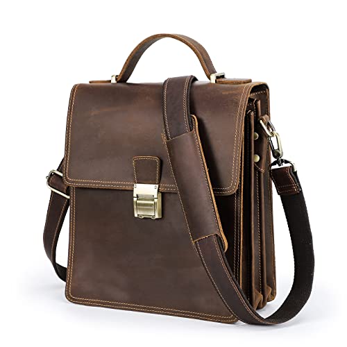 CONTACTS Herren Echtleder Umhängetasche Büro Umhängetasche mit Passwort Anti-Diebstahl-Schloss Messenger Passend für 10,5-Zoll-Tablets Arbeiten Business Schulranzen Reisen Top-Handle-Taschen von CONTACTS