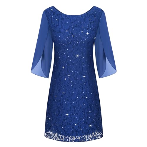 COOAN Damen Formales Festliche Kleid Hochzeitsgäste Kleider Cocktail Spitze Pailletten Evening von COOAN