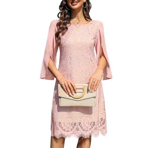 COOAN Damen Formales Festliche Kleid Hochzeitsgäste Kleider Cocktail Spitze Pailletten Evening von COOAN