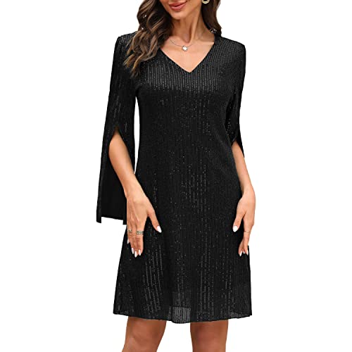 COOAN Damen Formales Festliche Kleid Hochzeitsgäste Kleider Cocktail Spitze Pailletten Evening von COOAN