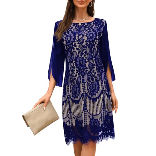 COOAN Damen Formales Kleid Hochzeitsgäste Cocktail Spitze Pailletten Kleider von COOAN