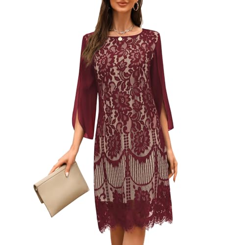 COOAN Damen Formales Kleid Hochzeitsgäste Cocktail Spitze Pailletten Kleider von COOAN