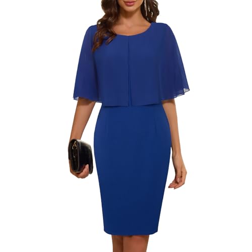 COOAN Damen Hochzeit Gast Umhang Kleid Cocktail Party Formal Chiffon Kleider von COOAN