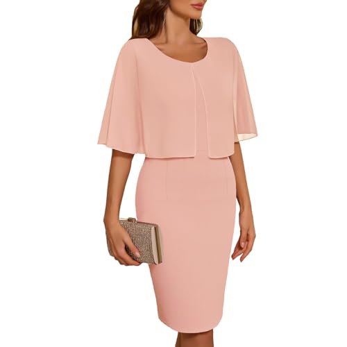 COOAN Damen Hochzeit Gast Umhang Kleid Cocktail Party Formal Chiffon Kleider von COOAN