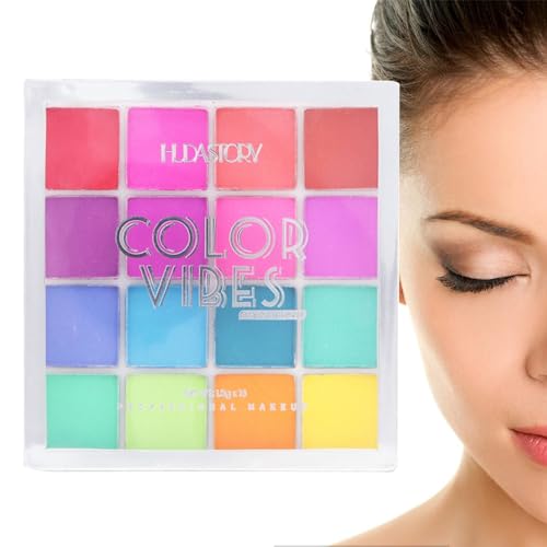 Bunter Lidschatten, Nicht reizende hochpigmentierte Augenfarben mit 16 Farben, Gesichts-Make-up für Frauen für Zuhause, Treffen, Arbeiten, Einkaufen, Dating, Reisen Coobaa von COOBAA