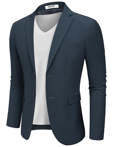 COODANDY Sakko Herren Blazer Sportlich Business Anzugjacken Sportsakko Freizeit Jackett Modern Navyblau L von COOFANDY