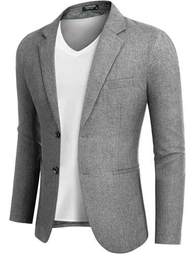 COOFADNY Sakko für Herren Sportlich Anzugjacken Business Blazer Regular Fit Einfarbig 2 Knöpfe Hellgrau XL von COOFANDY