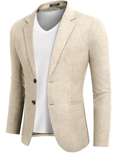 COOFANDY Sportsakko Herren Modern Freizeit Blazer Regular Fit Männer Sportlich Anzugjacke 2 Knöpfe Khaki 3XL von COOFANDY