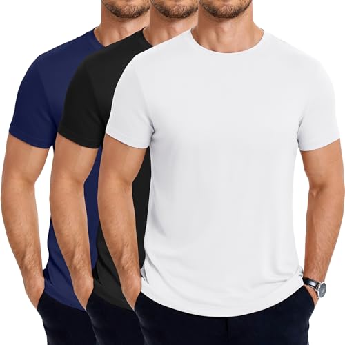 COOFANDY 3er Pack Herren T-Shirt Kurzarm Sommer Basic Tshirt mit Rundhals Einfarbig Schwarz/Navyblau/Weiß M COOFANDY 3er Pack Herren T-Shirt Kurzarm Sommer Basic Tshirt mit Rundhals Einfarbig Schwarz/Navyblau/Weiß M von COOFANDY
