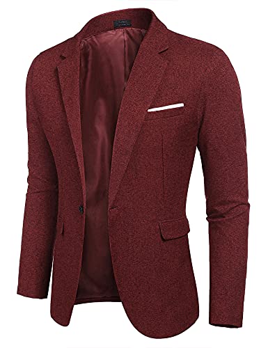 COOFANDY Sakko Herren Sportlich Anzüge & Sakkos für Herren Slim fit Blazer Männer Freizeitsakkos Basic Rot XXL von COOFANDY