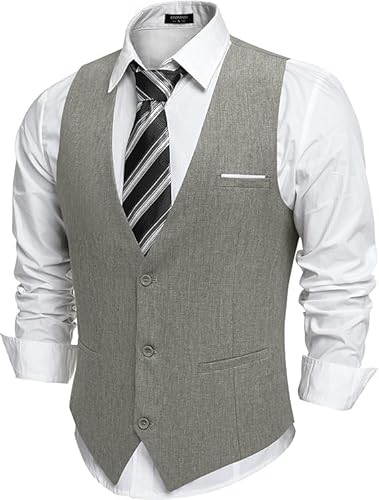 COOFANDY Anzug Weste Herren Anzugweste mit Taschen Gilet V-Ausschnitt Hochzeitsweste Suit Vest Business Weste Formelle Smoking Anzugweste Frackweste Elegant Hellgrau XXL COOFANDY Anzug Weste Herren Anzugweste mit Taschen Gilet V-Ausschnitt Hochzeitsweste Suit Vest Business Weste Formelle Smoking Anzugweste Frackweste Elegant Hellgrau XXL von COOFANDY