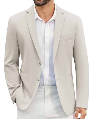 COOFANDY Anzugjacke Herren Leichte Freizet Sakko Sportliche Elegante Hochzeit Business Blazer Grau M von COOFANDY